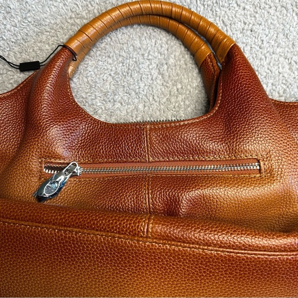 Brown Leather Shoulder Bag with Hobo Silhouette - Picture 2 of 7